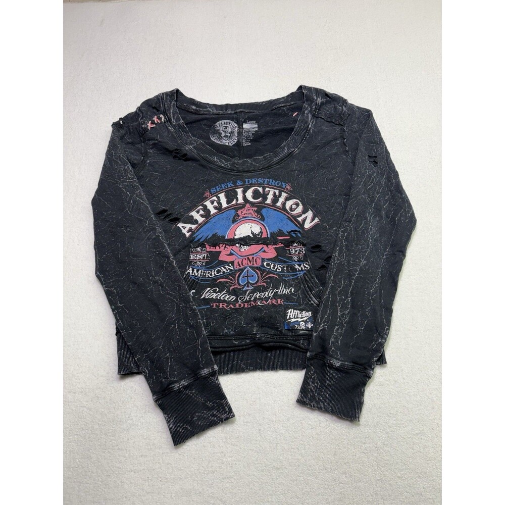 Affliction American Customs Nineteen Seventy Three Pullover Sweatshirt Size L